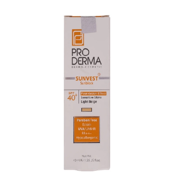 کرم ضد آفتاب SPF40 فیزیکال بژ روشن پرودرما