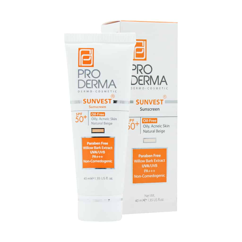 کرم ضد آفتاب SPF50 فاقد چربی بژ طبیعی پرودرما